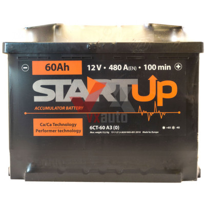 Акумулятор 60 зворотня (+ справа) 480А Startup Супер Економ