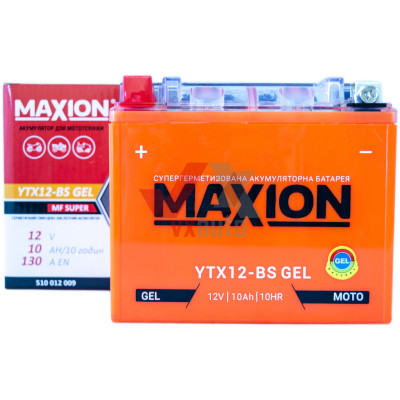 Аккумулятор мото 12v 10Ah 130A Maxion под болт (гелевой)