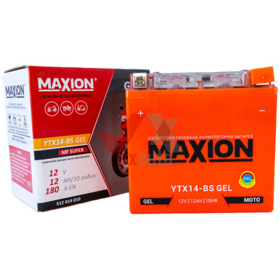 Аккумулятор мото 12v 12Ah 180A Maxion под болт (гелевой)