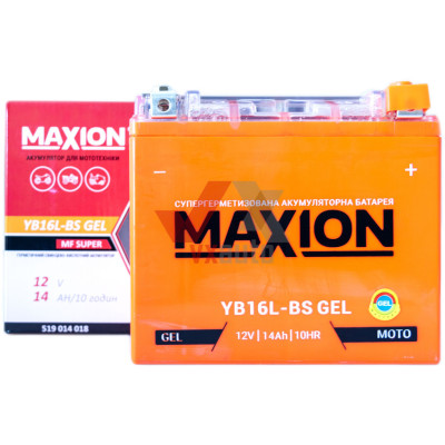 Аккумулятор мото 12v 14Ah Maxion под болт (гелевой)
