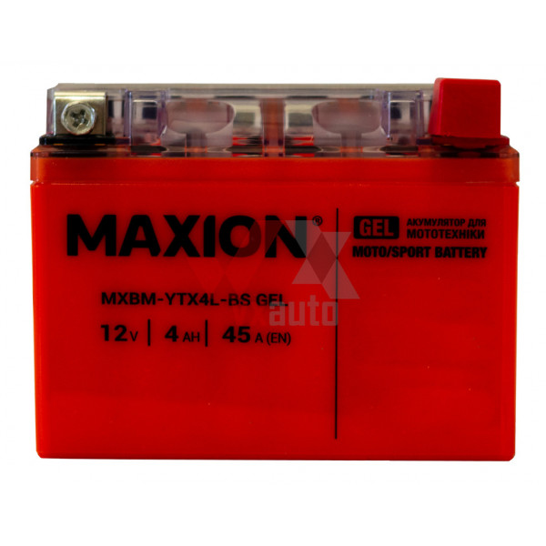 Акумулятор мото 12v 4Ah 45A Maxion під болт (гелевий)