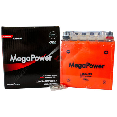 Аккумулятор мото 12v 5.5Ah MegaPower GEL под болт (высокий)