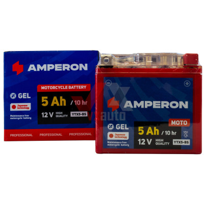 Акумулятор мото 12v 5Ah 60А Amperon GEL під болт (низький)