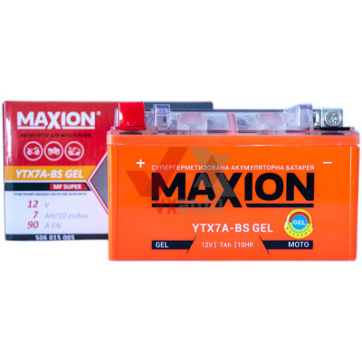 Аккумулятор мото 12v 7Ah 90А Maxion под болт (гелевой низкий)