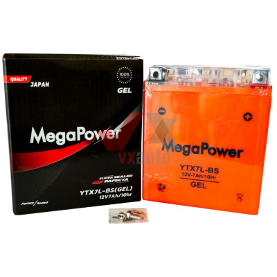 Акумулятор мото 12v 7Ah 95A MegaPower GEL під болт (високий)