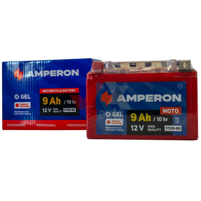 Акумулятор мото 12v 9Ah 130A Amperon GEL під болт (низький)
