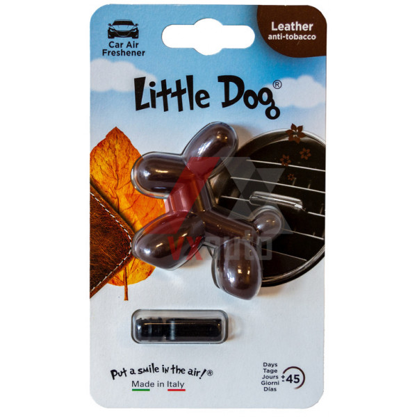 Ароматизатор Little Dog Leather Anti Tobacco (Нова Шкіра, Антитабак) 12 г на дефлектор