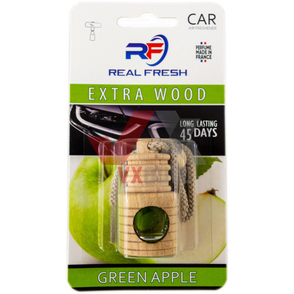 Ароматизатор Real Fresh Extra wood Green Apple (Зеленое Яблоко) 5 мл флакон на зеркало