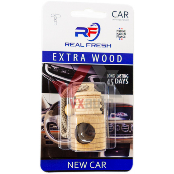 Ароматизатор Real Fresh Extra wood New Car (Новая Машина) 5 мл флакон на зеркало