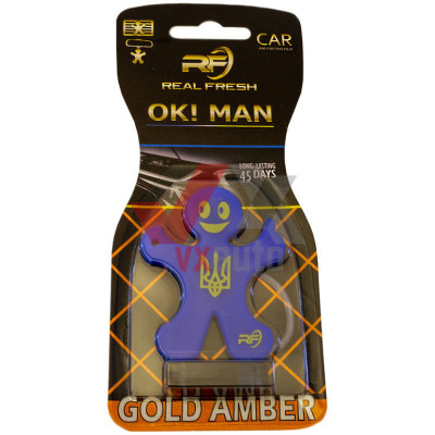 Ароматизатор Real Fresh Ok! Man Gold Amber (Золотой янтарь) листок