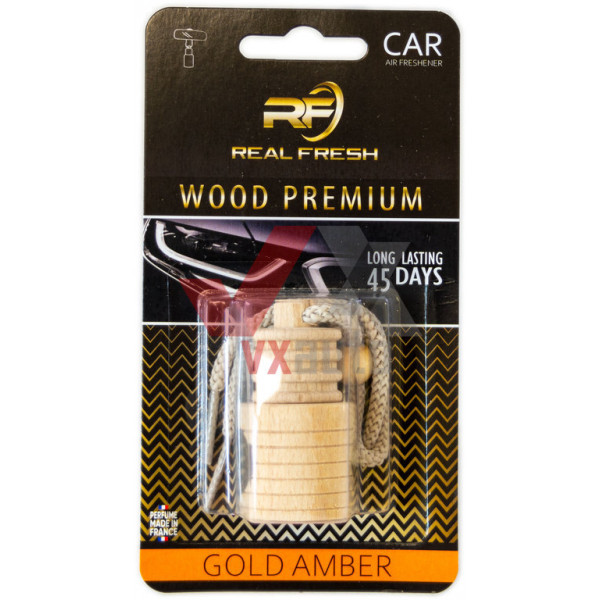 Ароматизатор Real Fresh Wood premium Gold Amber (Золотой янтарь) 5 мл флакон на зеркало
