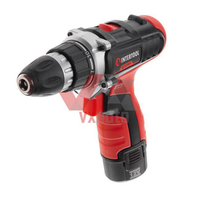 Дриль-шурупокрут акумуляторний 12 В 18 Нм 1.5Аг 0-400/0-1500 об/хв Li-Ion Intertool (2акум.,ЗП,кейс)