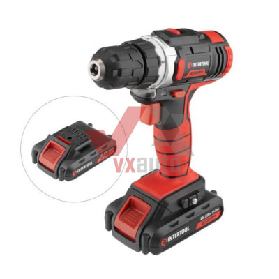 Дриль-шурупокрут акумуляторний 18 В 25 Нм 2Аг 0-400/0-1500 об/хв Li-Ion Intertool (2акум.,ЗП,кейс)