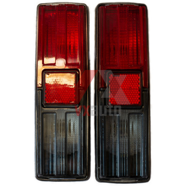 Ліхтар ВАЗ 21011 чорний корпус (тюнінг) сірий/червоний, к-т (2 шт.)