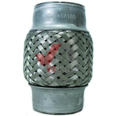 Гофра глушителя 45 х100 мм Chery Amulet, Skoda Octavia AGK (3-слойная, длинный фланец)