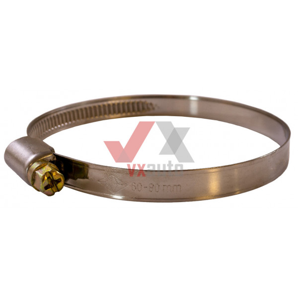 Хомут 60 - 80 мм W2 нержавеющая сталь  VORTEX штука (продаются упаковками, в упак. 10 шт.)