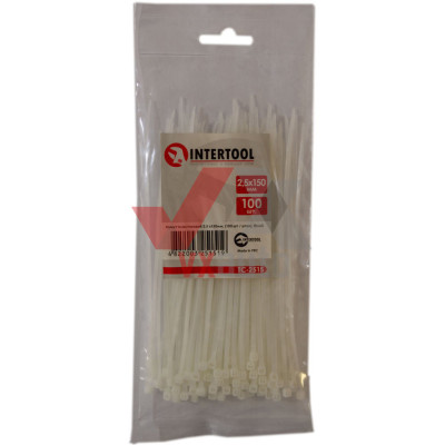 Хомут пластиковый 2.5 x 150 мм белый Intertool (в упак. 100 шт.)