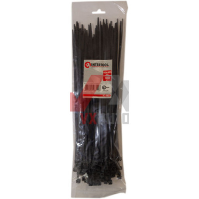 Хомут пластиковый 4.8 x 300 мм черный Intertool (в упак. 100 шт.)