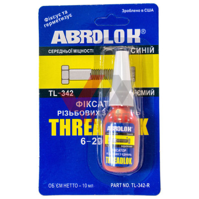 Клей анаэробный (фиксатор резьбы) для разборных соединений 10 мл ABRO Lok (синий)