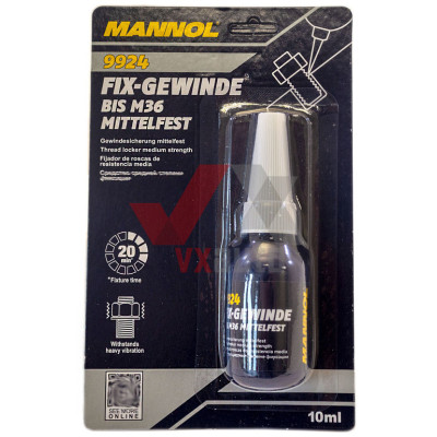 Клей анаэробный (фиксатор резьбы) для разборных соединений 10 мл Mannol Fix-Gewinde М36 (синий)