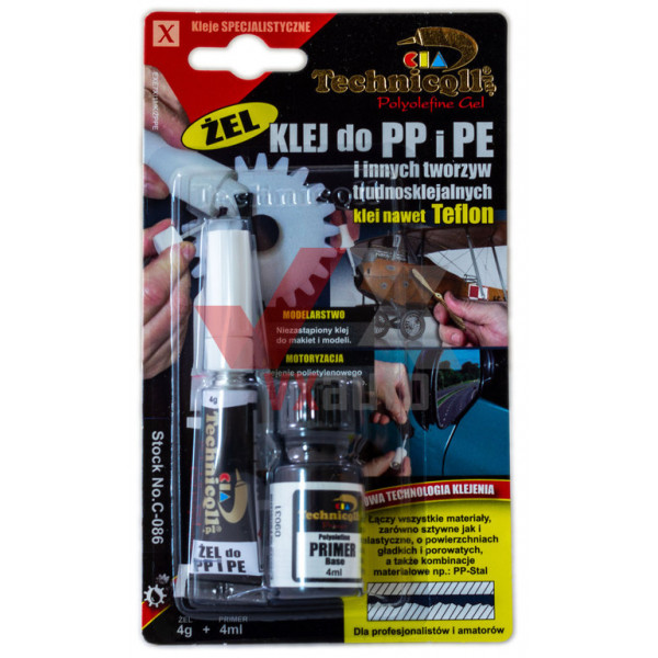 Клей для пластмаси (PP, PE И PTFE) 4 г Technicqll (з грунтовкою 4мл)