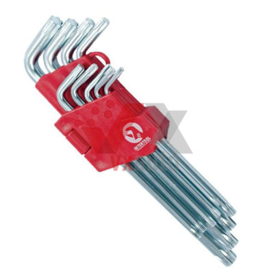 Ключ звездочный (TORX) L-образный Т10-Т50 Intertool Cr-V набор (9 шт.)