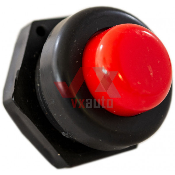 Кнопка 25 мм велика без фіксації (2-контактна) VORTEX (червона пластик.)