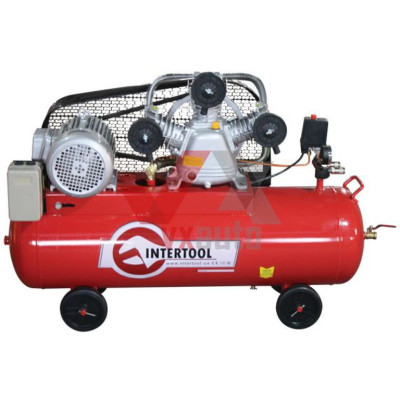Компрессор 100 л, 4 кВт, 380 В, 10 aтм, 600 л/мин, 3 цилиндра Intertool