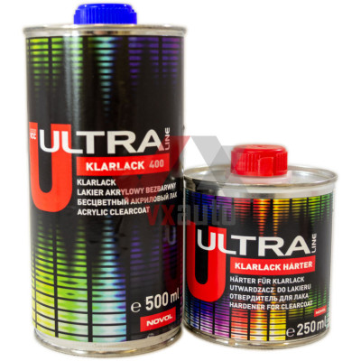 Лак акриловый 2:1  0.5 л NOVOL ULTRA LINE Klarlack 400 (отв. Harter - 250 мл)