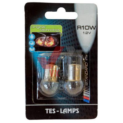 Лампа 12 В габаритів 10 Вт R10W Tes-Lamps BA15s (1-конт.), к-т (2 шт.)