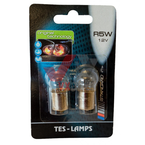 Лампа 12 В габаритов 5 Вт R5W Tes-Lamps BA15s (1-конт.), к-т (2 шт.)