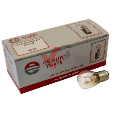 Лампа 24 В поворотів, стопів 21 Вт P21/5W AG AutoParts BAY15D (2-конт.)