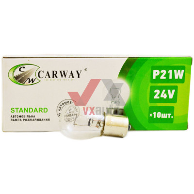 Лампа 24 В поворотів, стопів 21 Вт P21W Carway BA15s (1-конт.)