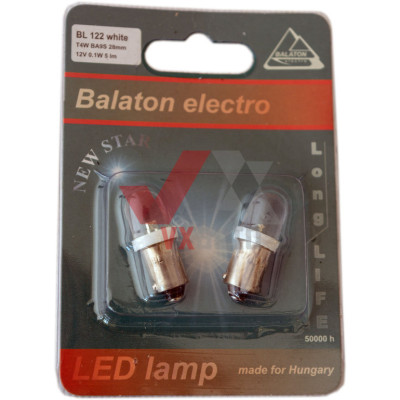 Лампа диодная 12 В панели приборов 0.1 Вт белая T4W Balaton BA9s , к-т (2 шт.)