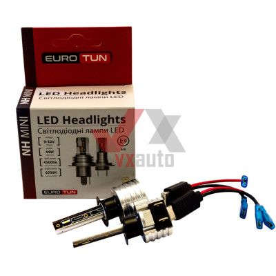 Лампа диодная H1 12 В, 24 В 44 Вт P14.5s E9 Eurotun NH 6500K, к-т (2 шт.), 4500L (радиатор)