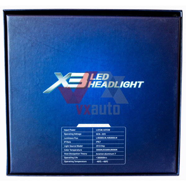 Лампа діодна H4 12 В, 24 В 25 Вт X3 Optimal-L 6000K, к-т ( 2 шт.), 6000L (радіатор)