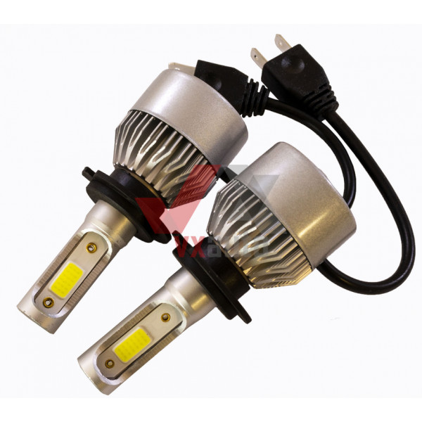 Лампа діодна H7 12 В, 24 В 18 Вт S2 Optimal-L 6500K, к-т (2 шт.), 8000L (360° радіатор з вентил.)