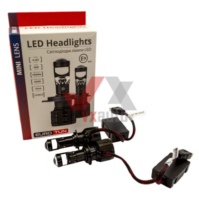 Лампа диодная H7 12 В, 24 В 60 Вт PX26D E9 Eurotun NL19 6000K, к-т (2 шт.), 10000L (с линзой, радиатор с вент.)