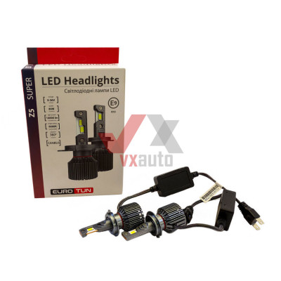 Лампа диодная H7 12 В, 24 В 80 Вт PX26D E9 Eurotun Z5 6000K, к-т (2 шт.), 14000L (360° радиатор с вентил.)