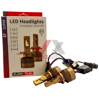 Лампа діодна HB4 12 В, 24 В 110 Вт P22d Eurotun Z7 6500K, к-т (2 шт.), 18000L (360° радіатор з вентил.)