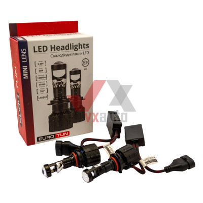 Лампа диодная HB4 12 В, 24 В 60 Вт P22d E9 Eurotun NL19 6500K, к-т (2 шт.), 10000L (360° с линзой, радиатор с вент.)