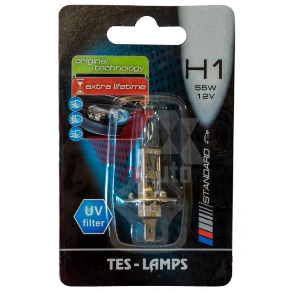 Лампа галогенная H1 12 В 55 Вт P14.5s Tes-Lamps(на блистере)