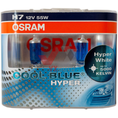 Лампа галогенова H7 12V 55W PX26D Cool Blue Hyper Osram, к-т (2 шт.)