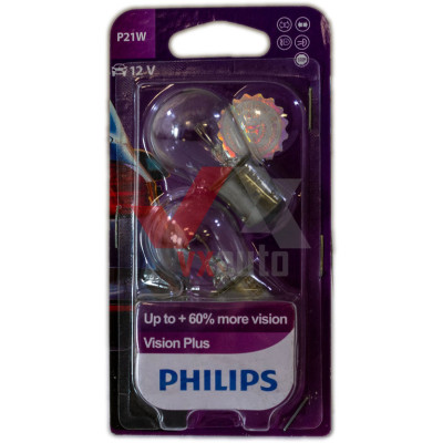 Лампа P21W 12V 21W BA15s Philips(1-конт), к-т (2 шт.), на блістері
