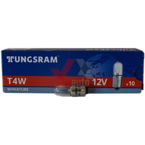 Лампа T4W 12V 4W BA9s TUNGSRAM(габарити) (1-конт.)