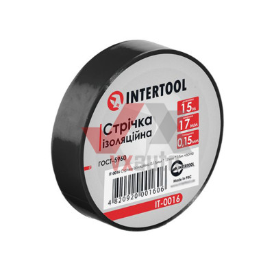 Лента изоляционная 17 мм х 15 м (черный цвет) Intertool