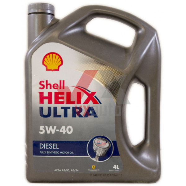 Олива 5w40 4 л SHELL Helix Ultra дизельне