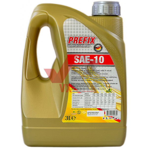 Масло для промывки  SAE 10 3 л Prefix, API SC/CC