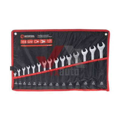 Набор ключей комбинированных 15 од. 6-19, 22 мм Intertool Cr-V