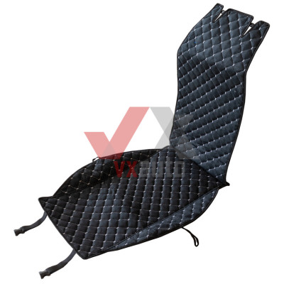 Накидка на сидіння передні (алькантара) чорна PolyteP, к-т (2 шт., біла строчка)